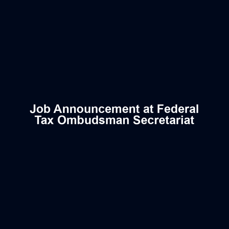 Job Announcement at Federal Tax Ombudsman Secretariat