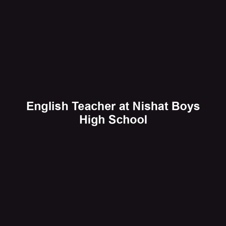 English Teacher at Nishat Boys High School