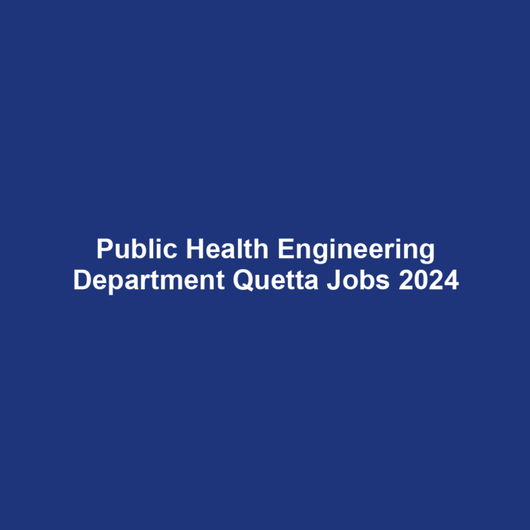 Public Health Engineering Department Quetta Jobs 2024