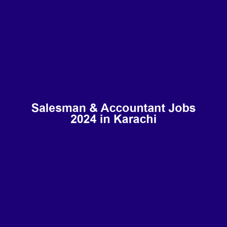 Salesman & Accountant Jobs 2024 in Karachi