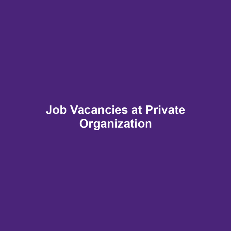 Job Vacancies at Private Organization