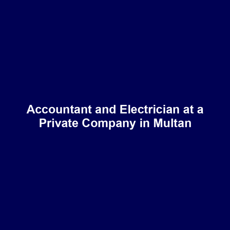 Accountant and Electrician at a Private Company in Multan