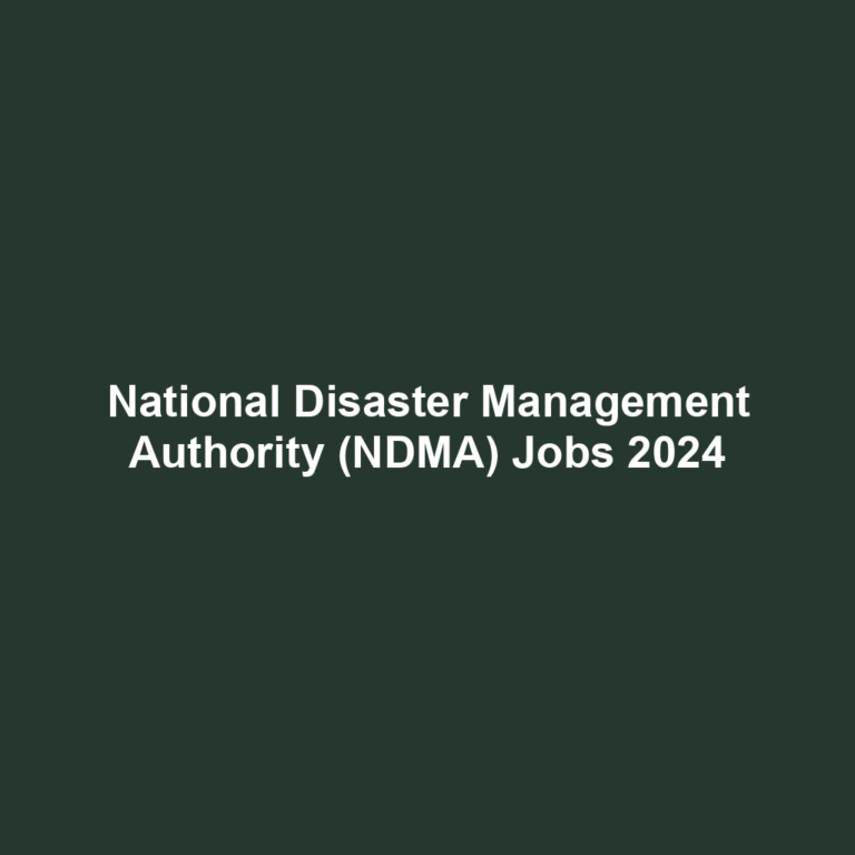 National Disaster Management Authority (NDMA) Jobs 2024