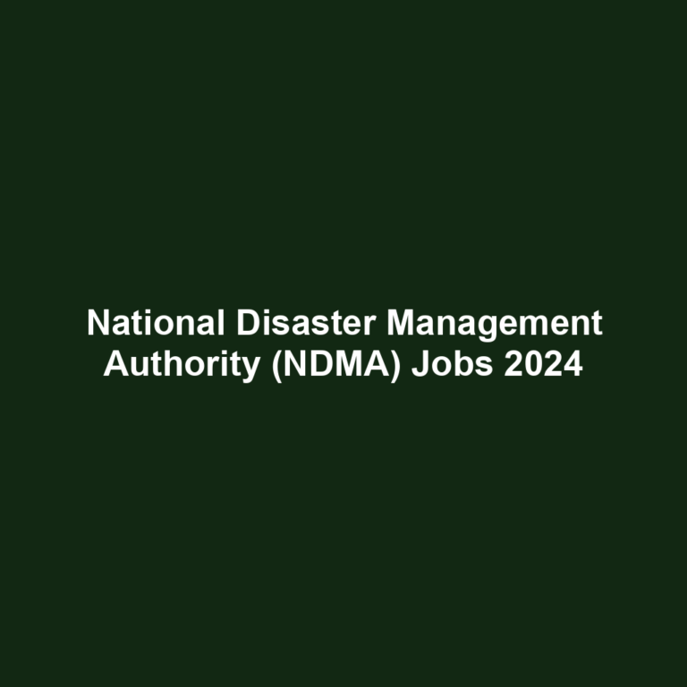 National Disaster Management Authority (NDMA) Jobs 2024