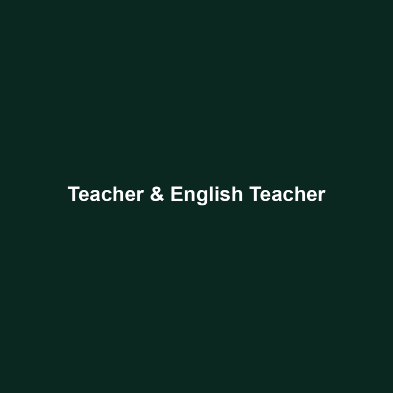 Teacher & English Teacher