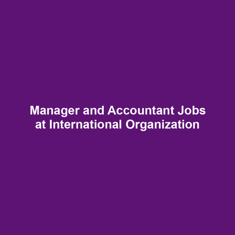 Manager and Accountant Jobs at International Organization