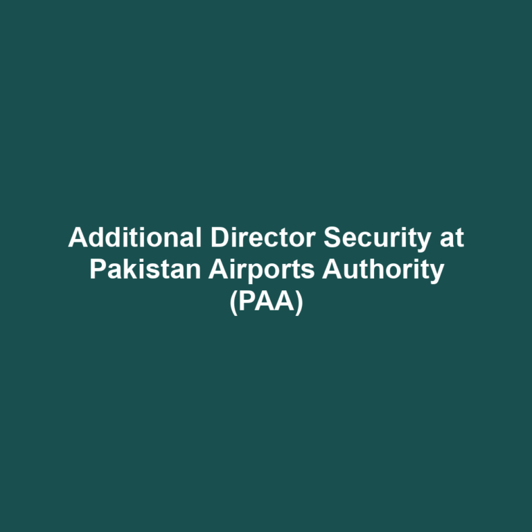 Additional Director Security at Pakistan Airports Authority (PAA)